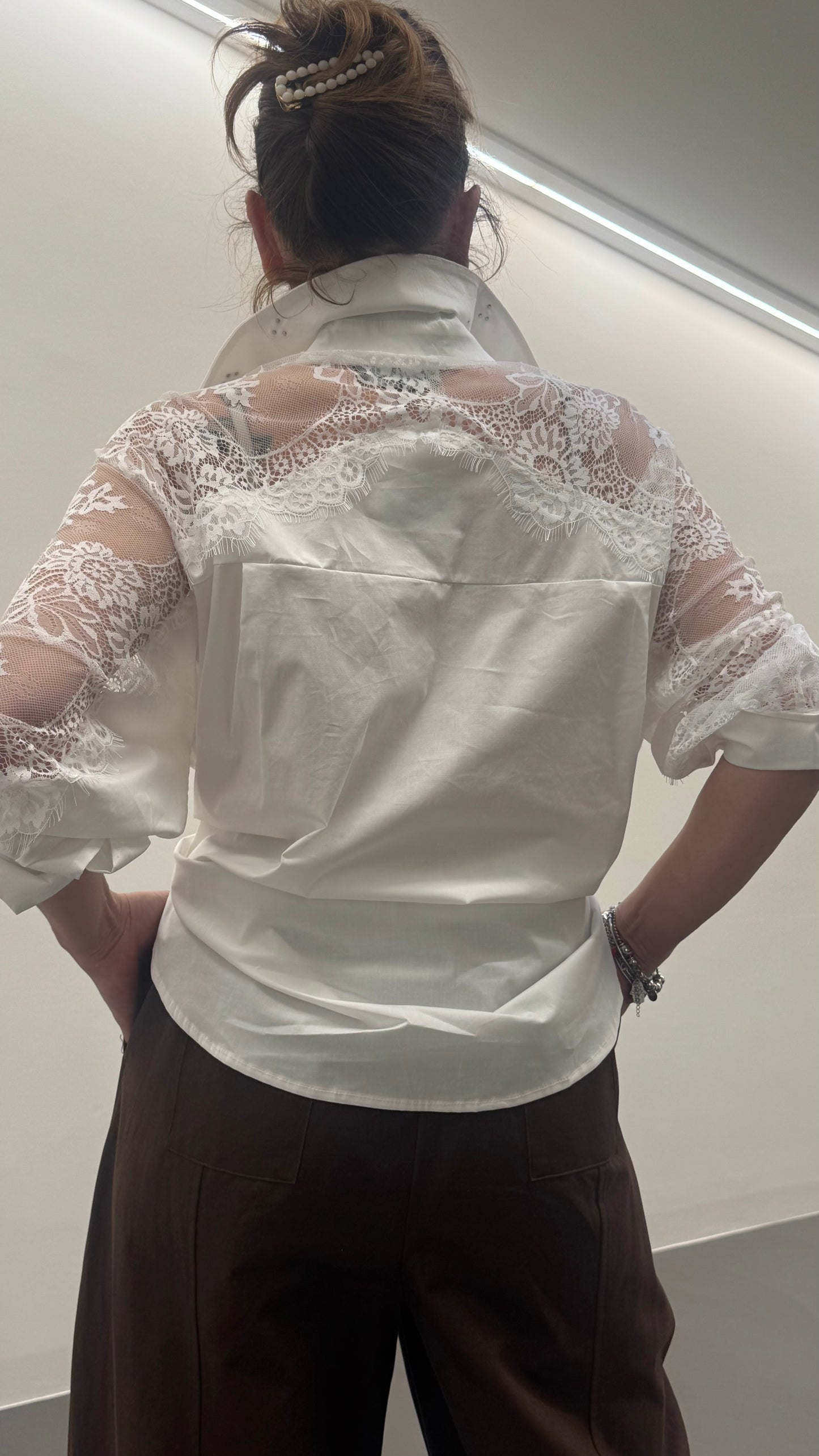 CAMICIA PIZZO E STRASS