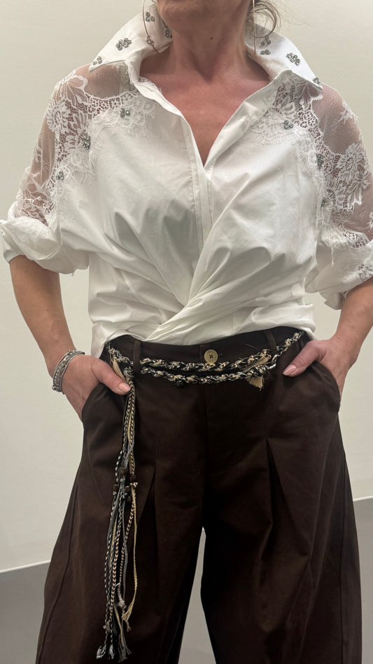 CAMICIA PIZZO E STRASS